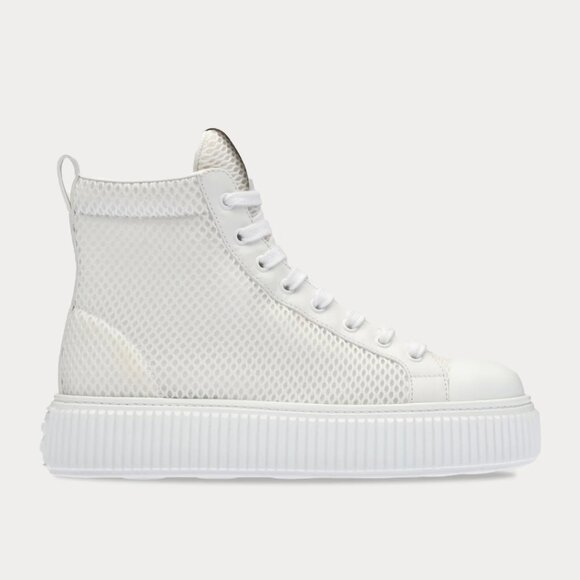 NWT Miu Miu Platform High Top Sneakers White Mesh Lace Up Sz 39 - Picture 1 of 8